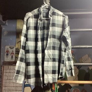 Old Navy Men's Plaid Shirt Jacket - Black and Gray